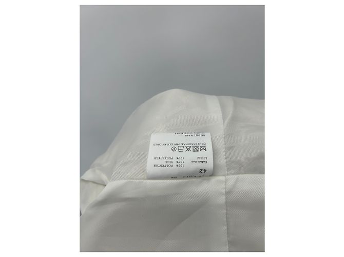 Autre Marque Giacca in pelliccia e satin crema Beige - vista 7