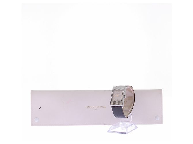 Boucheron Relógio "Reflet" em aço e couro preto - vista 6