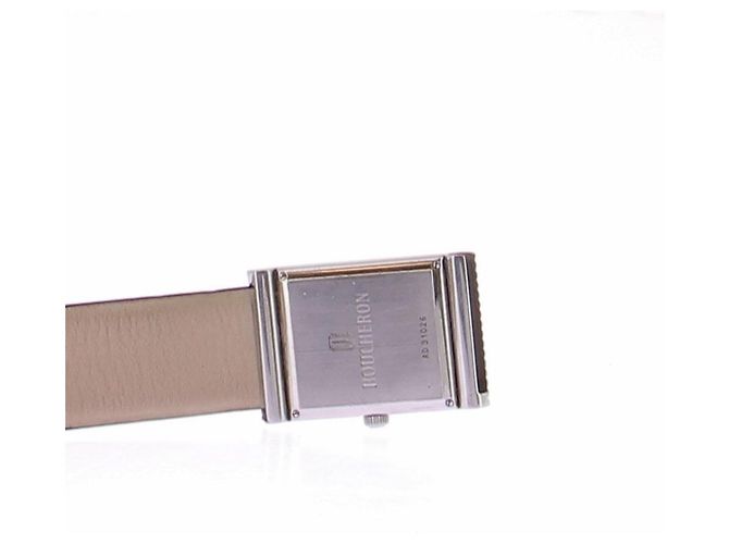 Boucheron Relógio "Reflet" em aço e couro preto - vista 7