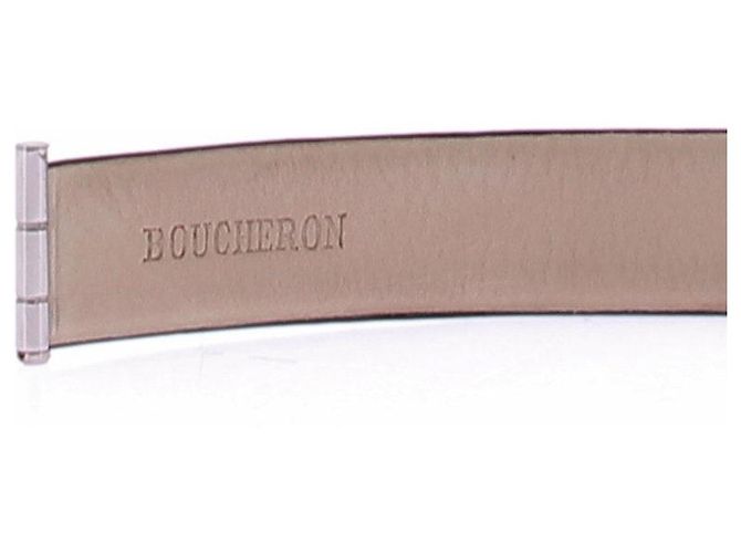 Boucheron Relógio "Reflet" em aço e couro preto - vista 8