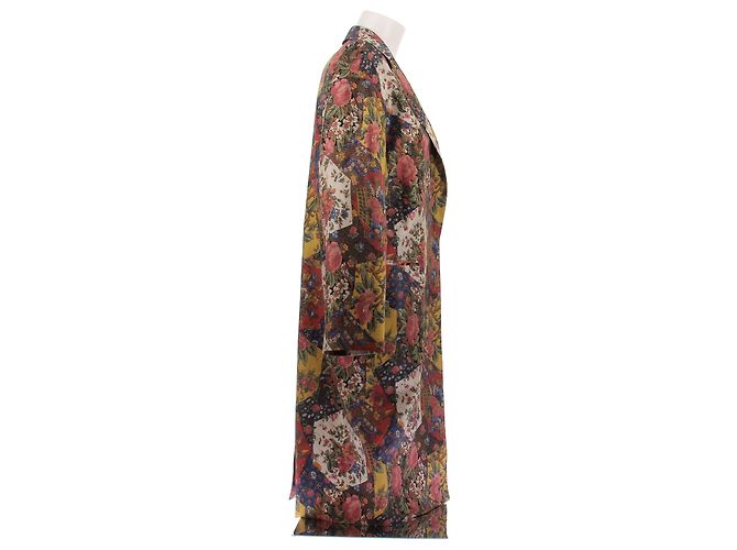 Alberto Biani Chaqueta larga con estampado de seda Multicolor - vista 3