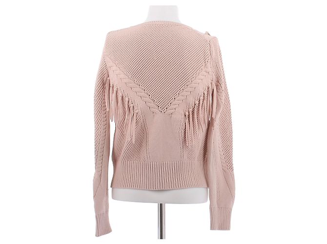 Pull Maje rose à franges - vue 2