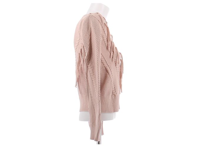 Pull Maje rose à franges - vue 3