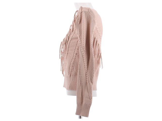 Pull Maje rose à franges - vue 4