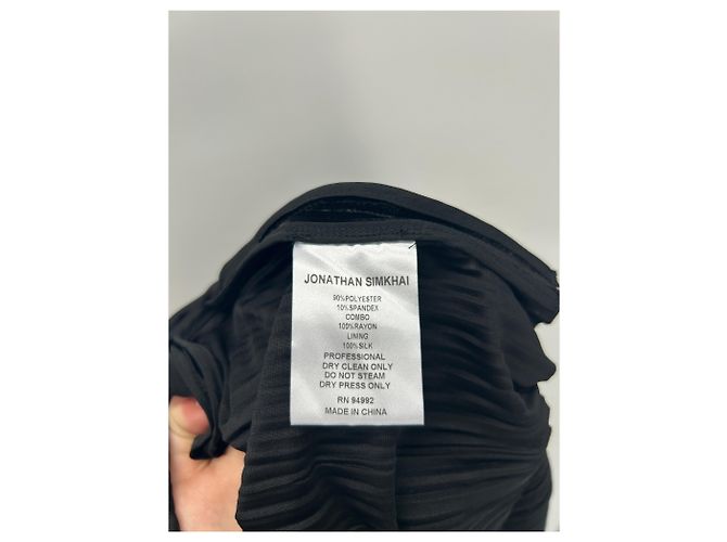 Jonathan Simkhai Langes Kleid mit Samt- und Spitzen-Effekt aus Seide Schwarz - Ansicht 6