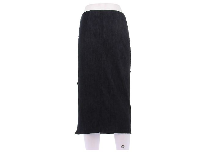 Autre Marque Falda de mezclilla negra de algodón NICOLE FARHI Negro - vista 2