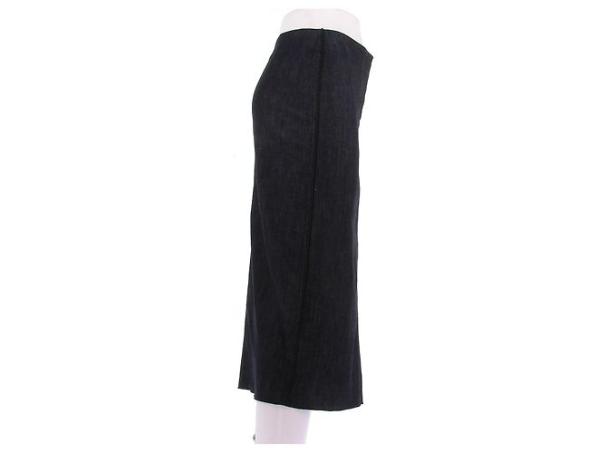 Autre Marque Falda de mezclilla negra de algodón NICOLE FARHI Negro - vista 3