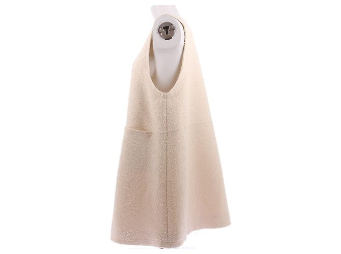 Autre Marque ELEH Creme Kleid ärmellos V Ausschnitt Beige - Ansicht 4