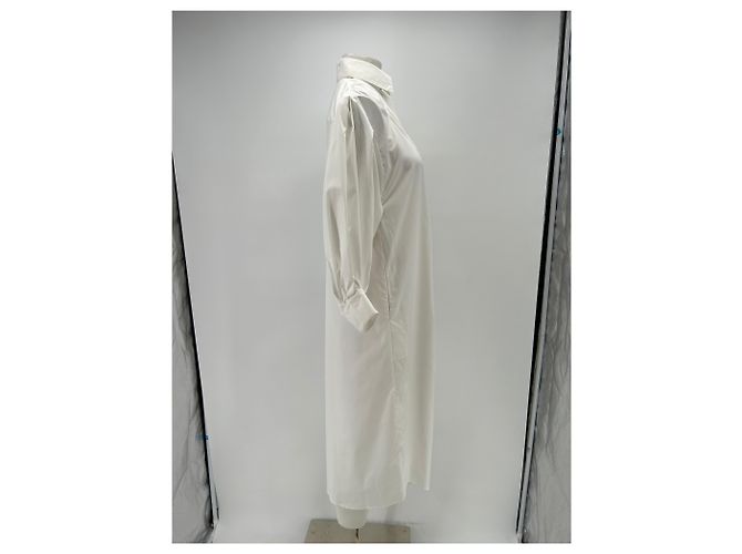 Autre Marque Abito lungo a camicia bianco in cotone HANANE HOTAIT - vista 3