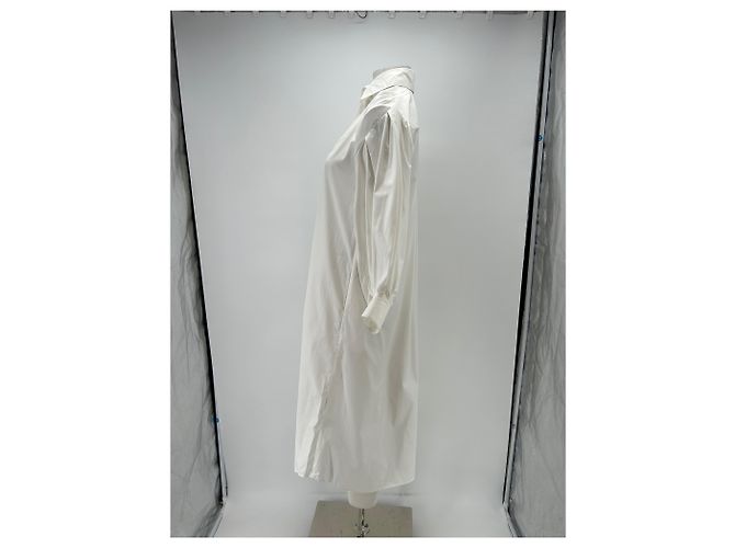 Autre Marque Abito lungo a camicia bianco in cotone HANANE HOTAIT - vista 4