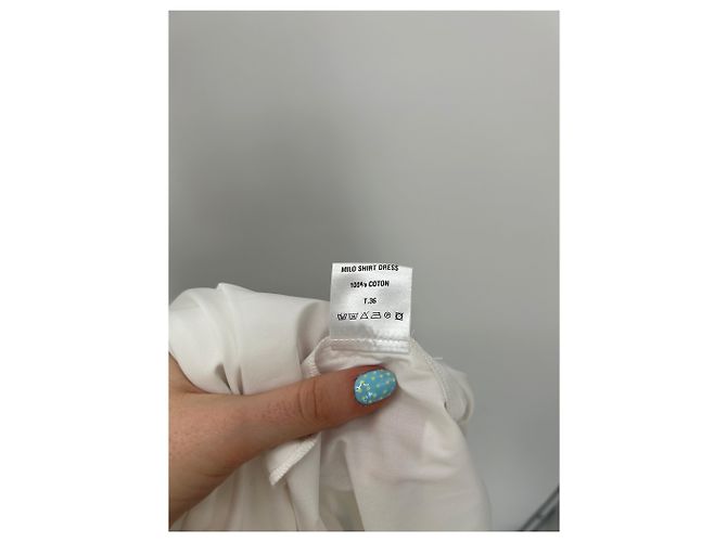 Autre Marque Abito lungo a camicia bianco in cotone HANANE HOTAIT - vista 7