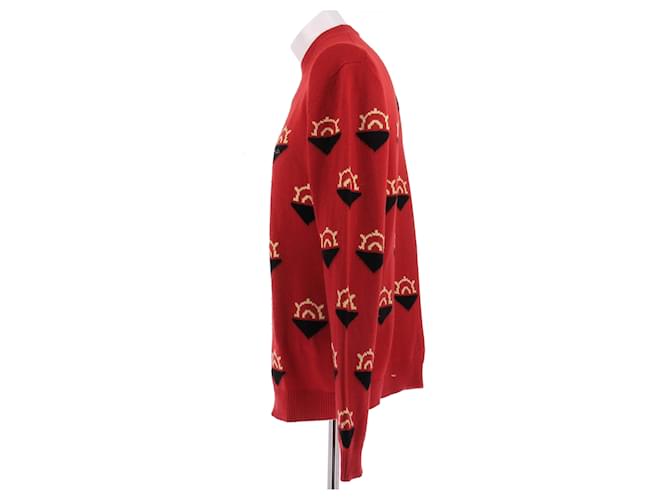 Prada Roter Pullover mit Mustern aus Wolle und Kaschmir - Ansicht 4