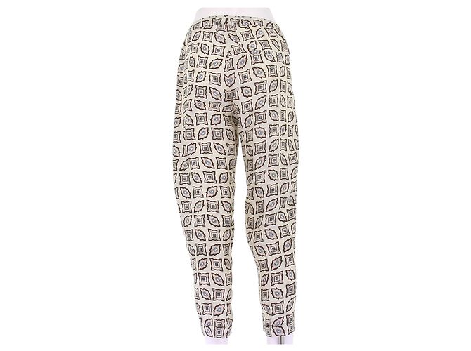 Alberto Biani Pantalones de seda crema con estampado Beige - vista 2