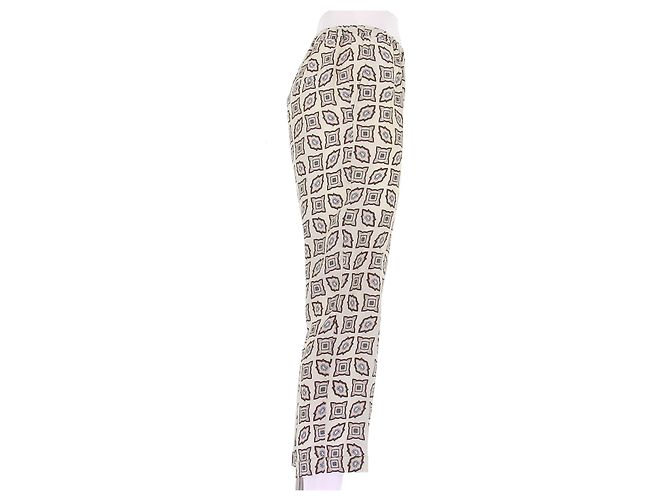 Alberto Biani Pantalones de seda crema con estampado Beige - vista 3