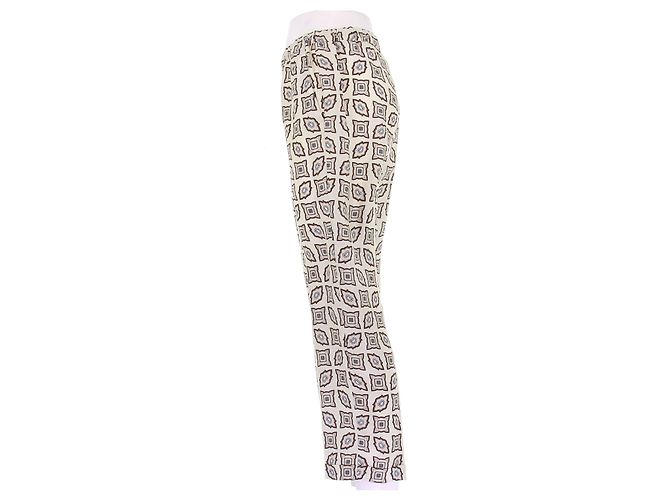 Alberto Biani Pantalones de seda crema con estampado Beige - vista 4