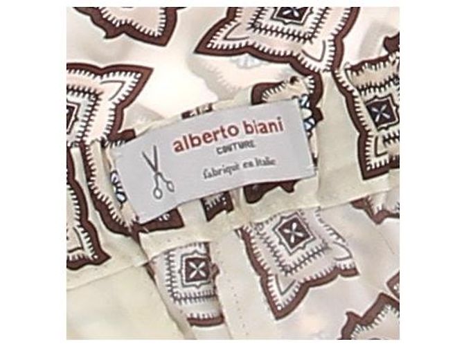 Alberto Biani Pantalones de seda crema con estampado Beige - vista 5