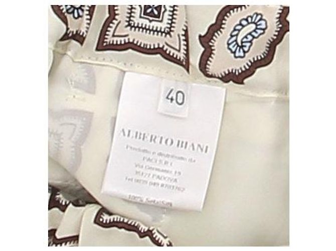 Alberto Biani Pantalones de seda crema con estampado Beige - vista 6