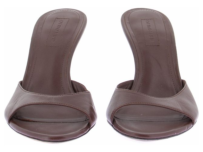 Autre Marque Mule in pelle marrone con tacco - vista 4