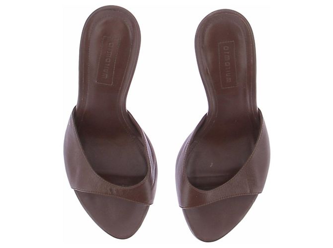 Autre Marque Mule in pelle marrone con tacco - vista 6