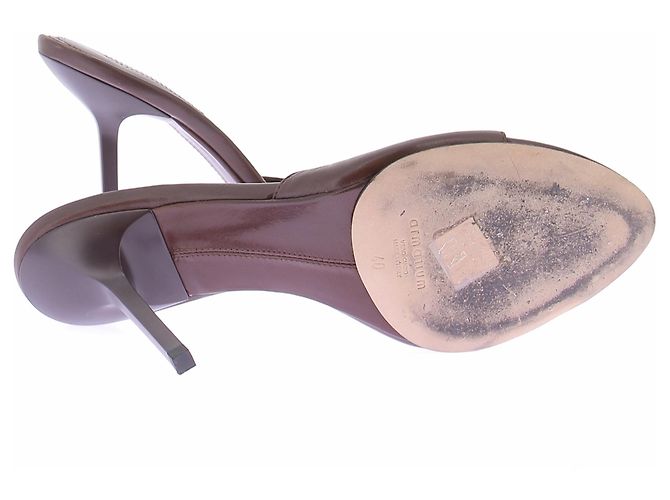Autre Marque Mule in pelle marrone con tacco - vista 7