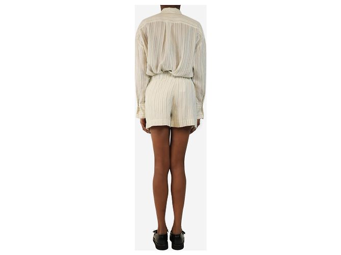 Rebecca Taylor Creme gestreiftes Button-Up-Set - Größe XS Roh - Ansicht 2