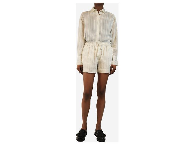 Rebecca Taylor Creme gestreiftes Button-Up-Set - Größe XS Roh - Ansicht 3