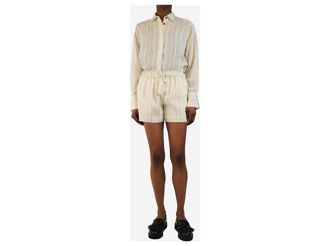 Rebecca Taylor Creme gestreiftes Button-Up-Set - Größe XS Roh - Ansicht 4