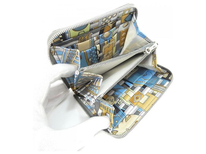 Silk In Hermès COLLIER DE CHIENS Cartera de Seda Compacta Azul - vista 4