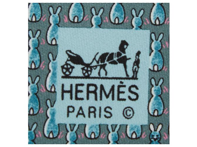 Cravatta Hermès Coniglio, Setà Blu, Donna - vista 2