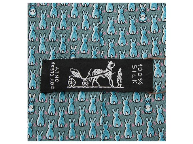 Cravatta Hermès Coniglio, Setà Blu, Donna - vista 4