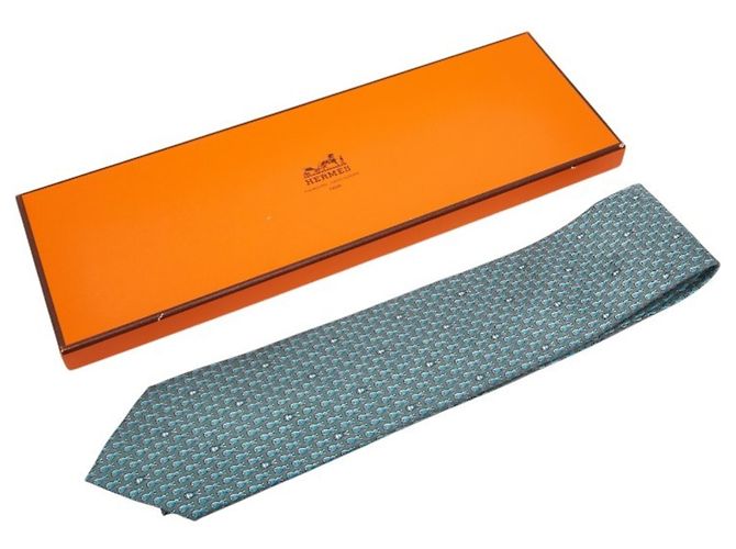 Cravatta Hermès Coniglio, Setà Blu, Donna - vista 6