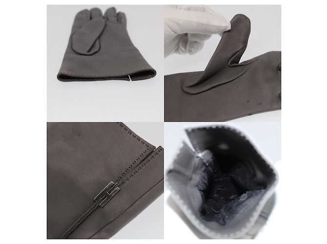Luvas de couro cinza Hermès - vista 4