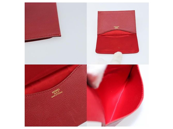 Hermès Hermes Card Case Leather Red - view 5
