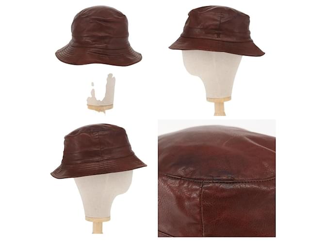 Cappello Hermès in pelle marrone - vista 3