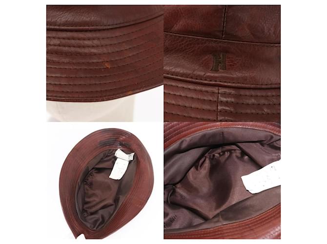 Cappello Hermès in pelle marrone - vista 4