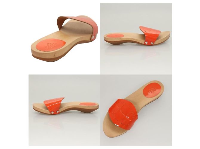 Sandali Hermès in pelle arancione - vista 3