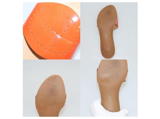 Sandali Hermès in pelle arancione - vista 4