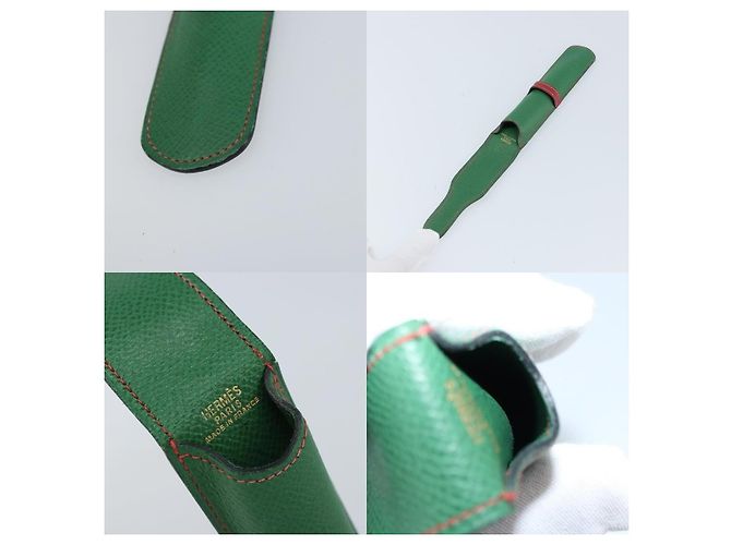 Estuche para pluma Hermès 2210 Verde de Cuero - vista 4