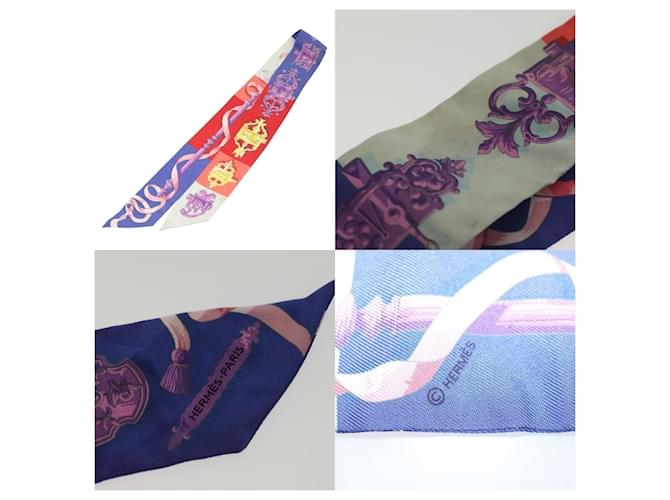 Foulard Twilly Hermès in seta blu - vista 3