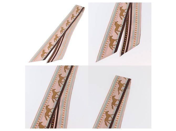 Foulard Twilly Hermès in seta rosa - vista 4