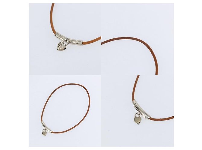 Hermès Collana Choker Cuore Cadena Viviride in pelle marrone Hermes - vista 3