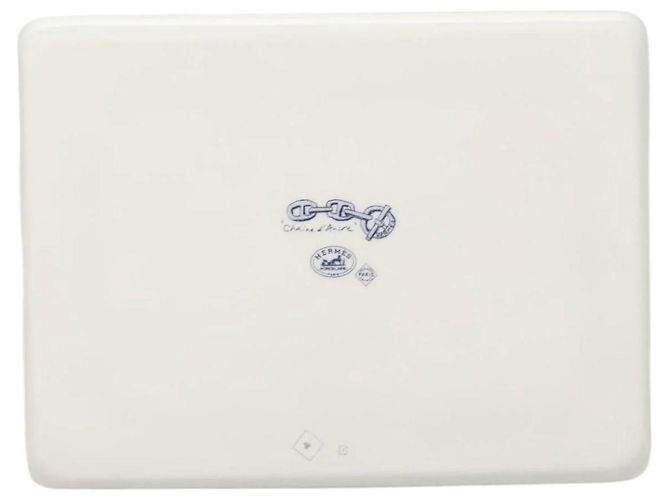 Piatto quadrato Chaine D'ancre Hermès in ceramica bianca Bianco - vista 2