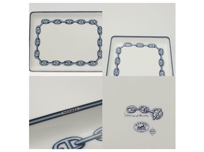 Piatto quadrato Chaine D'ancre Hermès in ceramica bianca Bianco - vista 4