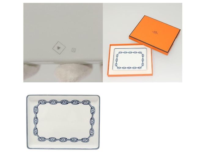 Piatto quadrato Chaine D'ancre Hermès in ceramica bianca Bianco - vista 5
