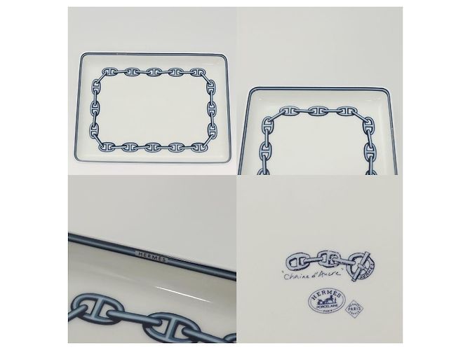 Piatto quadrato Chaine D'ancre Hermès in ceramica bianca Bianco - vista 4