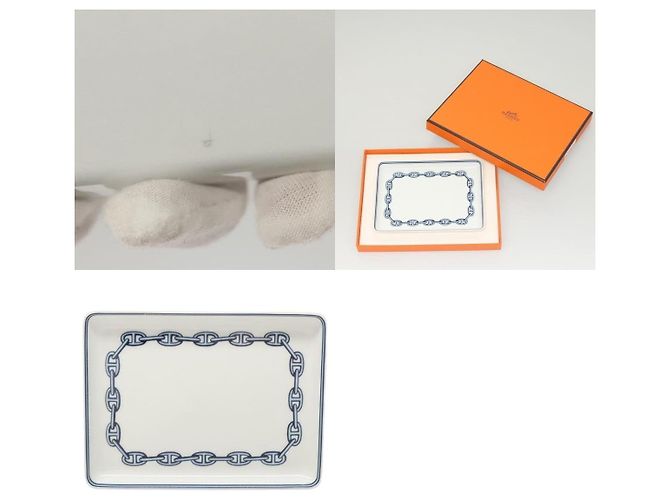Piatto quadrato Chaine D'ancre Hermès in ceramica bianca Bianco - vista 5