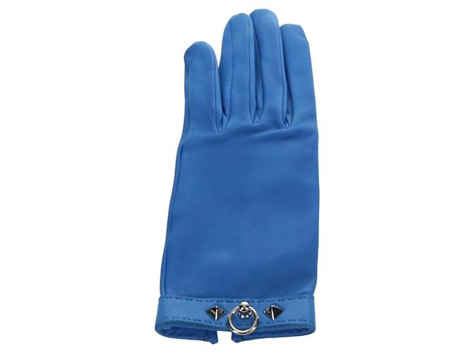 Hermès Medor Lederhandschuhe Blau - Ansicht 2
