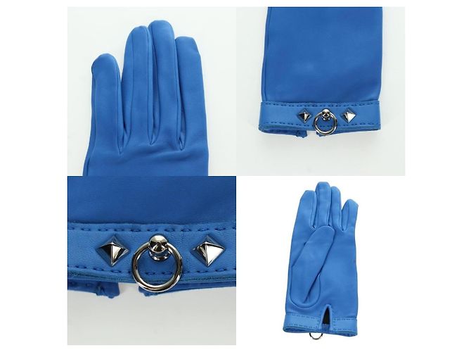 Hermès Medor Lederhandschuhe Blau - Ansicht 3