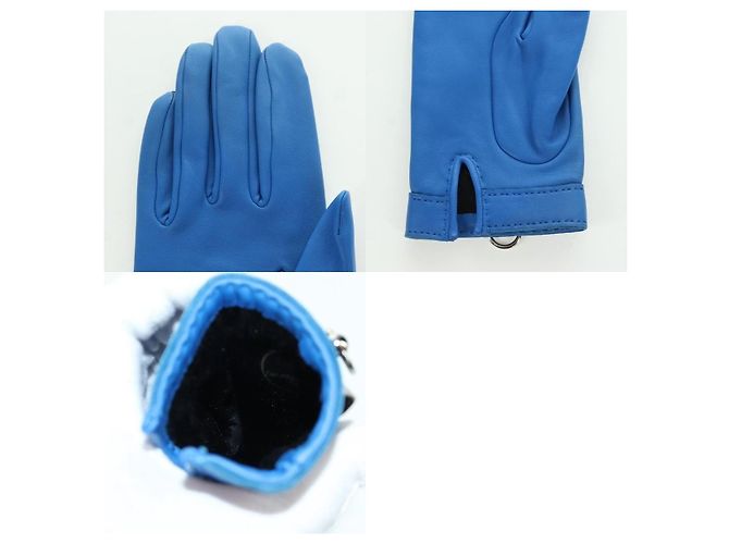 Hermès Medor Lederhandschuhe Blau - Ansicht 6