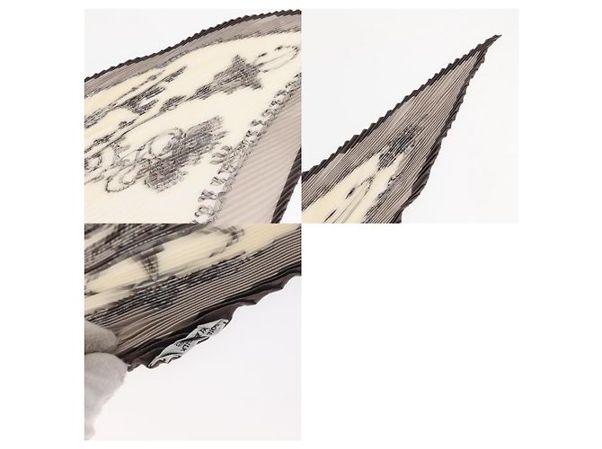 Bufanda plisada de seda gris Parures Des Sables de Hermès - vista 5